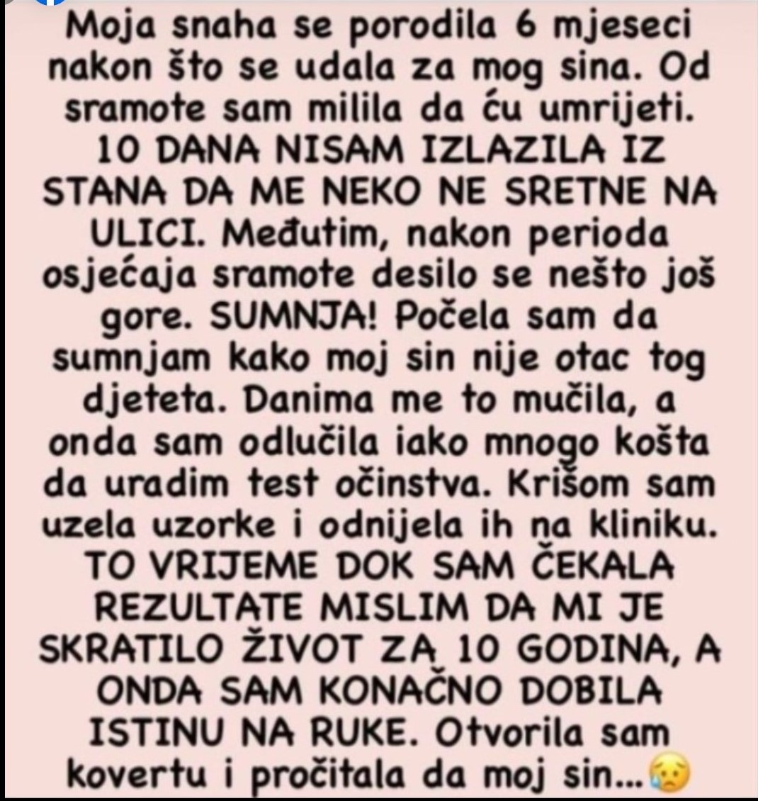 “Snaha se porodila 6 mjeseci nakon što se udala za mog sina”