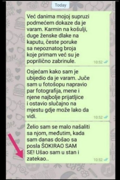 “Već danima mojoj supruzi podmećem dokaze da je varam”