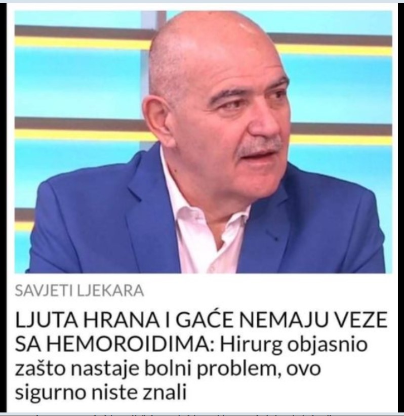 LJUTA HRANA I GAĆE NEMAJU VEZE SA HEMOROIDIMA: Hirurg objasnio zašto nastaje bolni problem, ovo sigurno niste znali