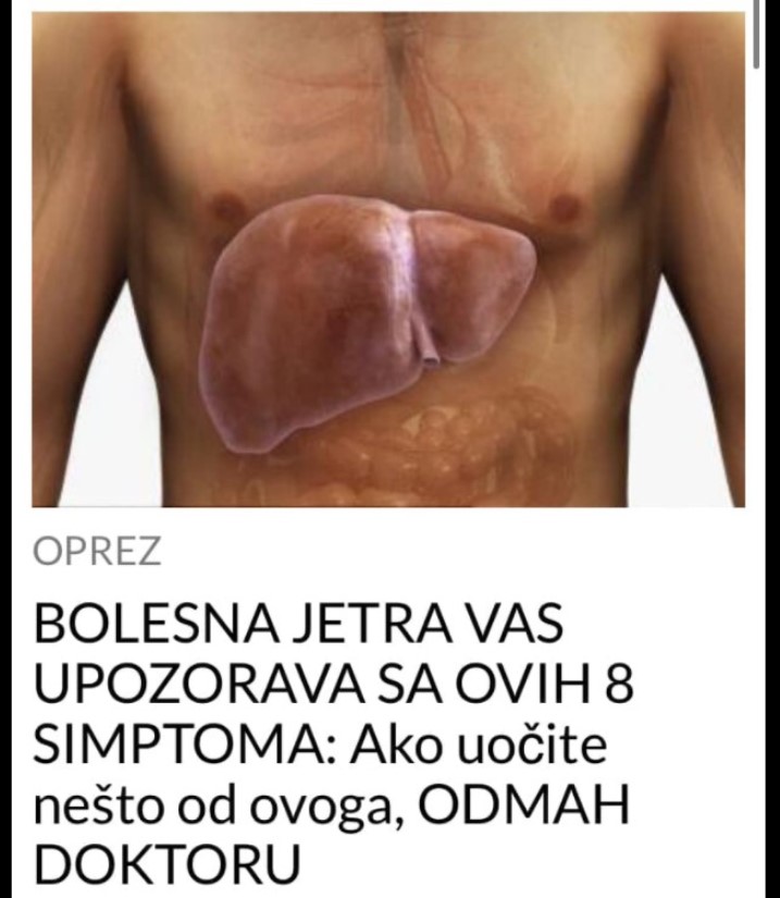 BOLESNA JETRA VAS UPOZORAVA SA OVIH 8 SIMPTOMA: Ako uočite nešto od ovoga, ODMAH DOKTORU