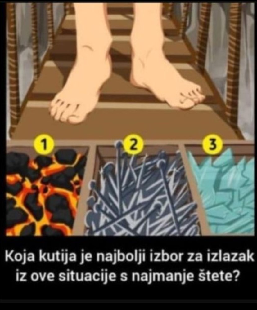 TEST SPOSOBNOSTI PREŽIVLJAVANJA: Koja kutija je najbolji izbor za izlazak iz ove situacije s najmanje štete?