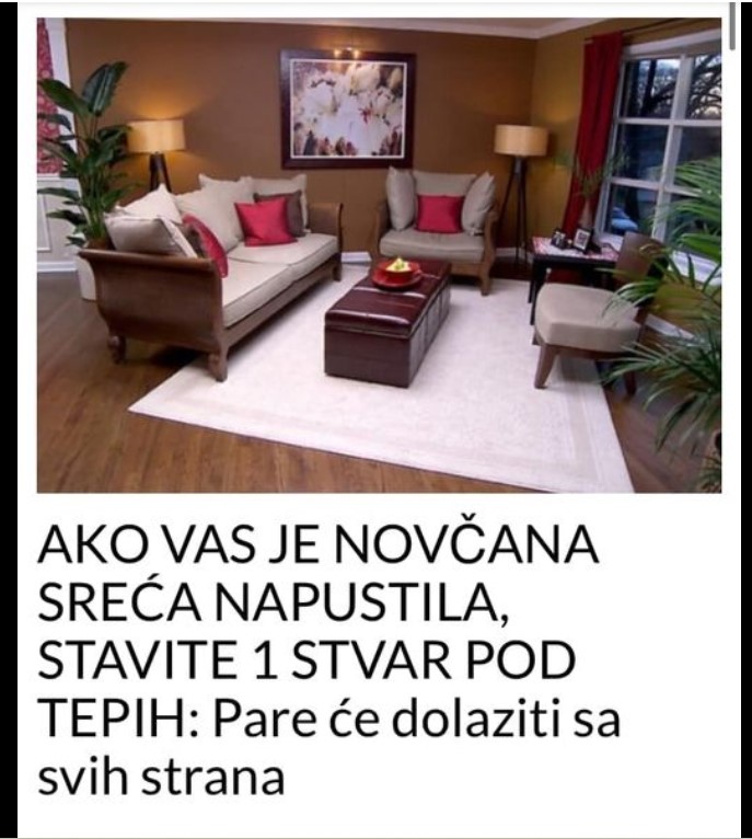 Ako vas je napustila sreća, stavite jednu stvar pod tepih: Novac će dolaziti sa svih strana