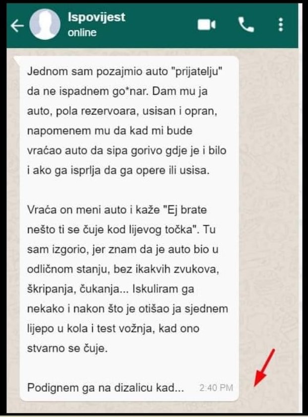 “Jednom sam pozajmio auto”