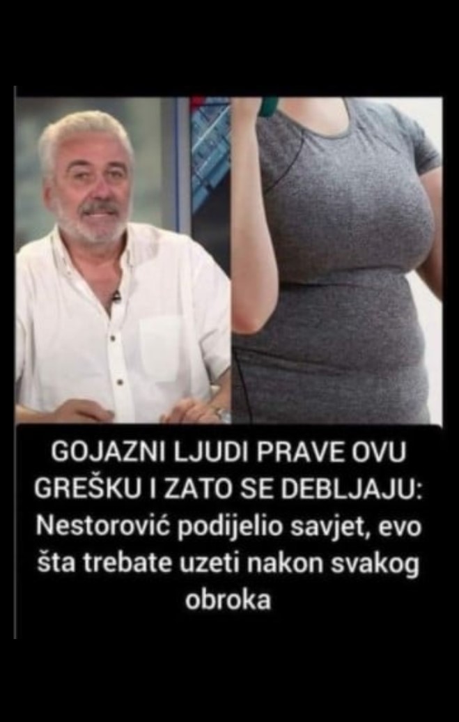 GOJAZNI LJUDI PRAVE OVU GREŠKU I ZATO SE DEBLJAJU: Nestorović podijelio savjet, evo šta trebate uzeti nakon svakog obroka