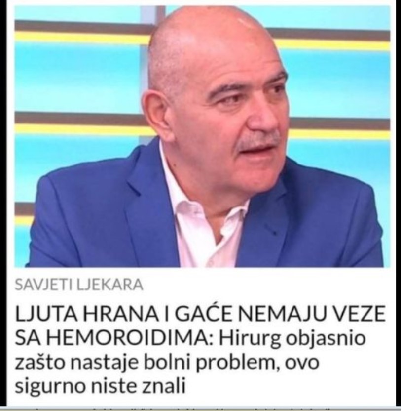 LJUTA HRANA I GAĆE NEMAJU VEZE SA HEMOROIDIMA: Hirurg objasnio zašto nastaje bolni problem, ovo sigurno niste znali