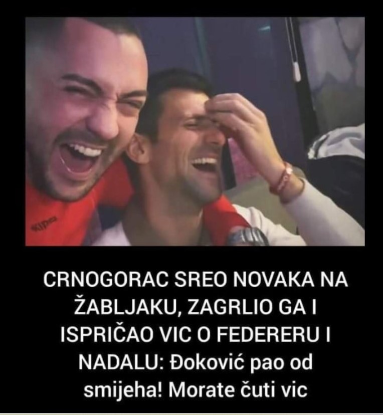 CRNOGORAC SREO NOVAKA NA ŽABLJAKU, ZAGRLIO GA I ISPRIČAO VIC O FEDERERU I NADALU: Đoković pao od smijeha! Morate čuti vic