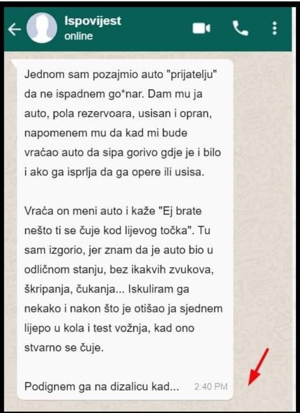 “Jednom sam pozajmio auto”