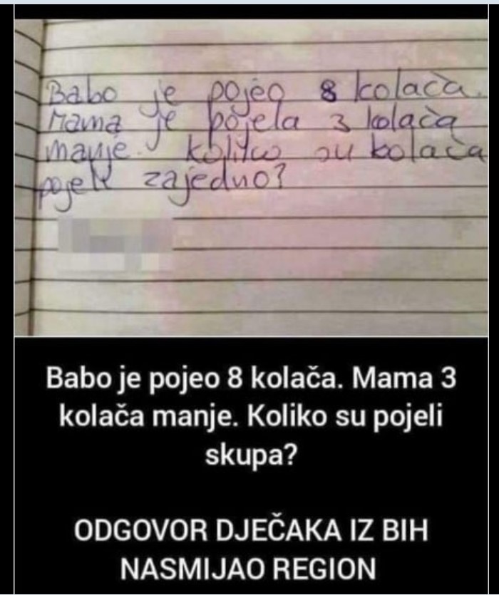 BABO JE POJEO 8 KOLAČA, MAMA JE POJELA 3 KOLAČA MANJE! Koliko su kolača pojeli skupa – ODGOVOR DJEČAKA IZ BOSNE NASMIJAO REGION