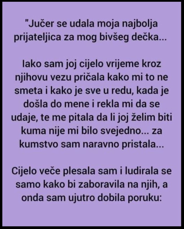 “Jučer se udala moja najbolja prijateljica za mog bivšeg dečka”