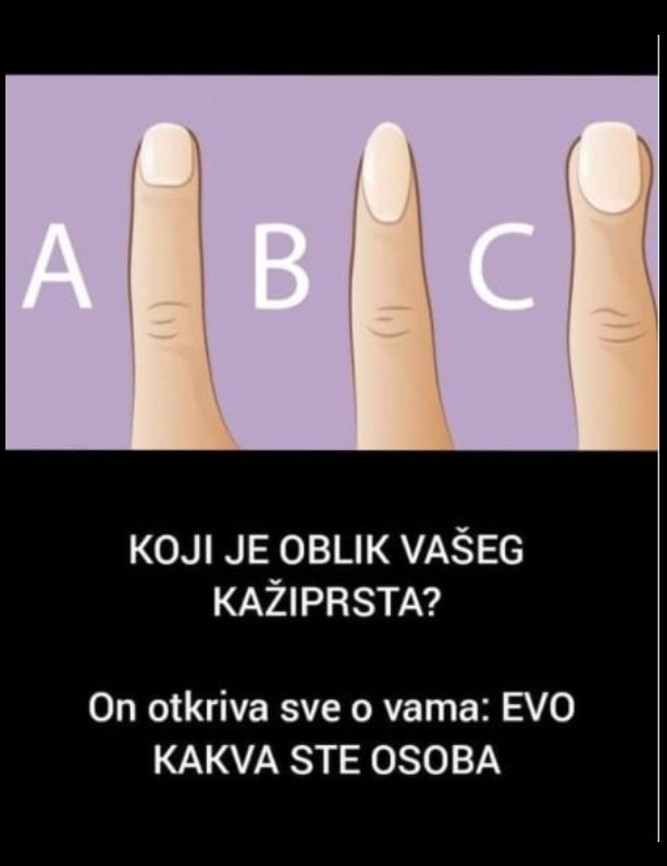 KOJI JE OBLIK VAŠEG KAŽIPRSTA? On otkriva sve o vama: EVO KAKVA STE OSOBA