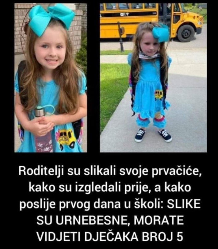 Roditelji su slikali svoje prvačiće, kako su izgledali prije, a kako poslije prvog dana u školi: SLIKE SU URNEBESNE, MORATE VIDJETI DJEČAKA BROJ 5