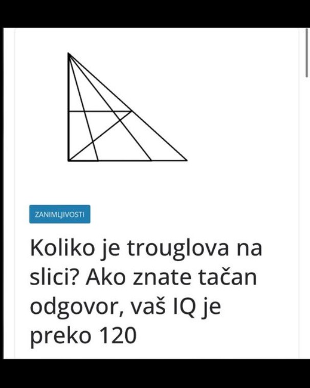 Koliko je trouglova na slici? Ako znate tačan odgovor, vaš IQ je preko 120