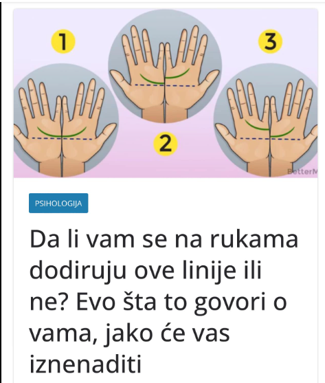 Da li vam se na rukama dodiruju ove linije ili ne? Evo šta to govori o vama, jako će vas iznenaditi