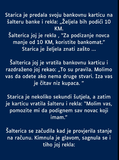 Priča: Starica U Banci