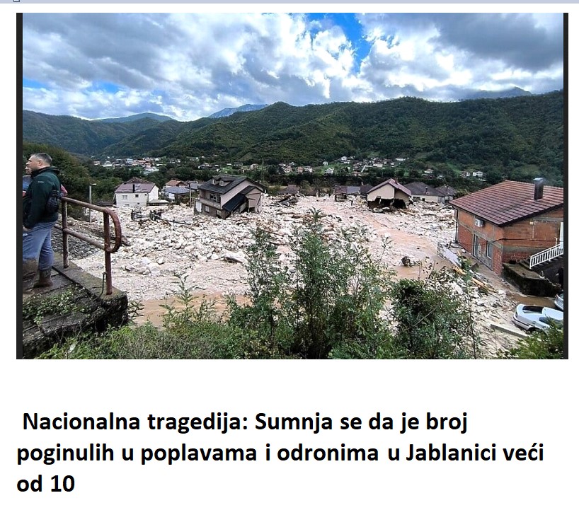 Nacionalna tragedija: Sumnja se da je broj poginulih u poplavama i odronima u Jablanici veći od 10