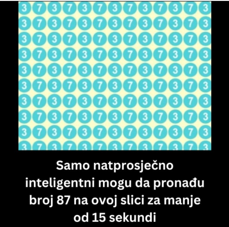 Samo natprosečno inteligentni mogu da pronađu broj 87 na ovoj slici za manje od 15 sekundi