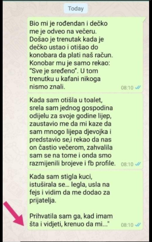 “Dečko me odveo na večeru za moj rođendan”