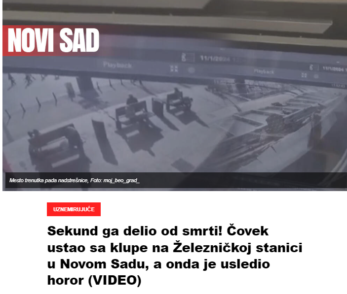 Sekund ga delio od smrti! Čovek ustao sa klupe na Železničkoj stanici u Novom Sadu, a onda je usledio horor (VIDEO)