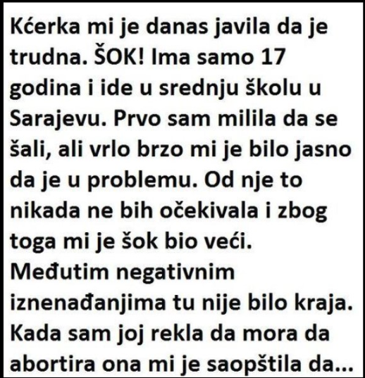 Kćerka mi je danas javila da je trudna