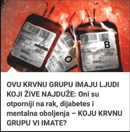 OVU KRVNU GRUPU IMAJU LJUDI KOJI ŽIVE NAJDUŽE: Otporniji su na teške bolesti – rak, dijabetes i mentalna oboljenja