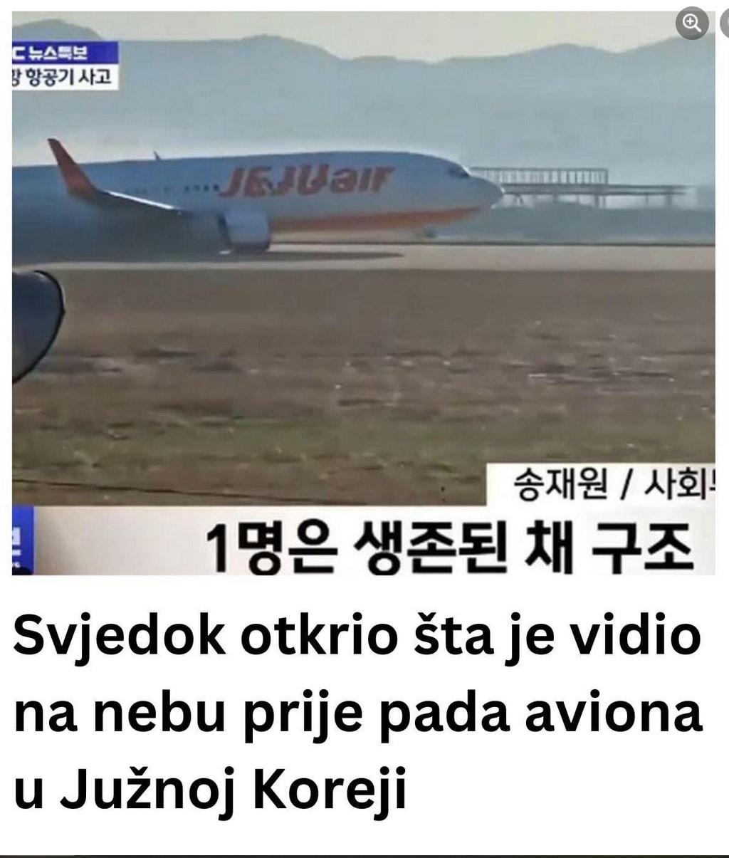 Svjedok otkrio šta je vidio na nebu prije pada aviona u Južnoj Koreji