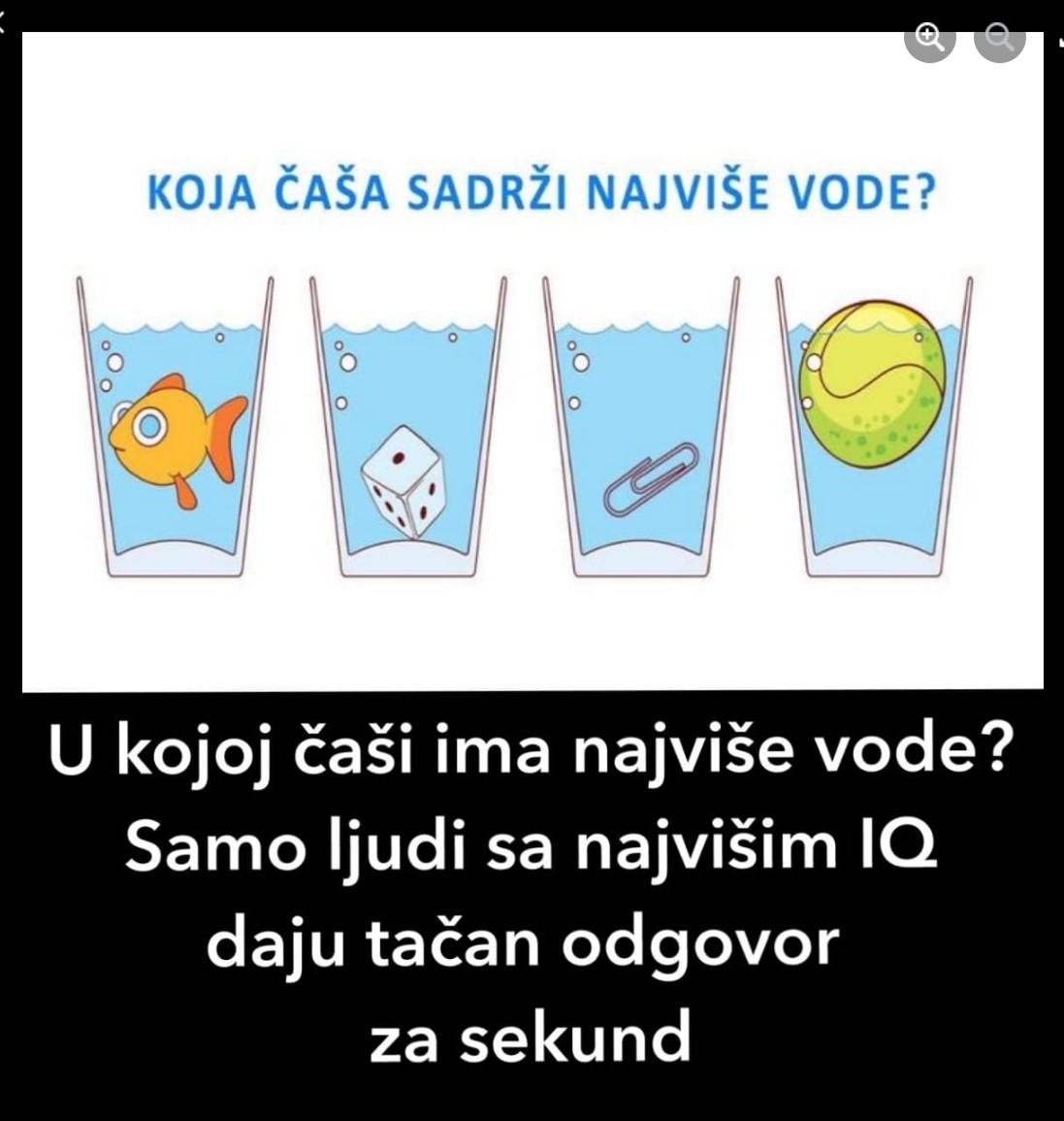 U kojoj čaši ima najviše vode? Samo ljudi sa najvišim IQ daju tačan odgovor za sekund