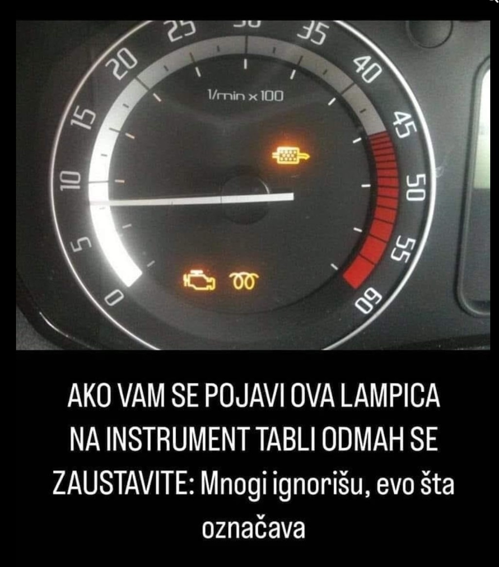 AKO VAM SE POJAVI OVA LAMPICA NA INSTRUMENT TABLI ODMAH SE ZAUSTAVITE: Mnogi ignorišu, evo šta označava