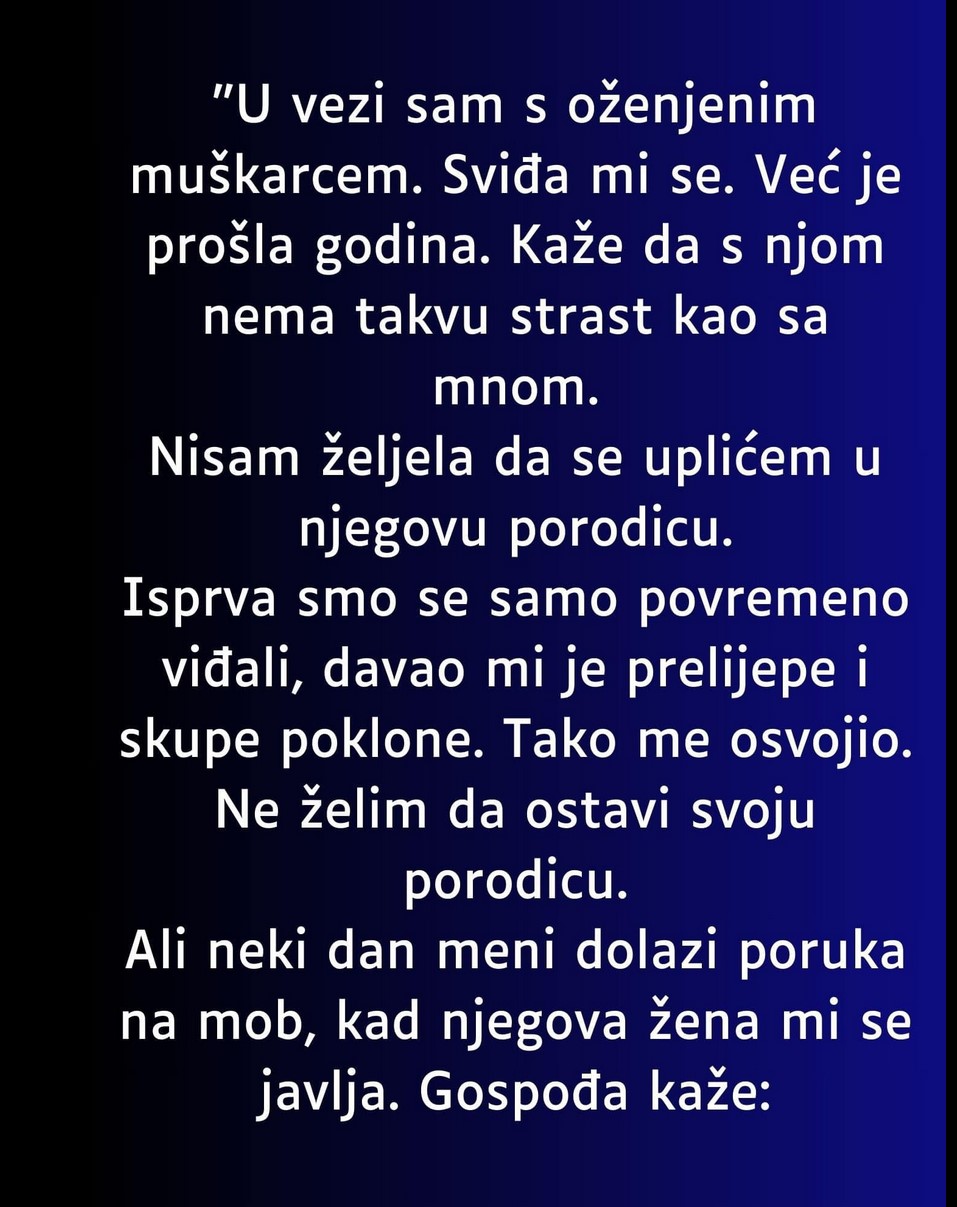 “U vezi sam s oženjenim muškarcem…”