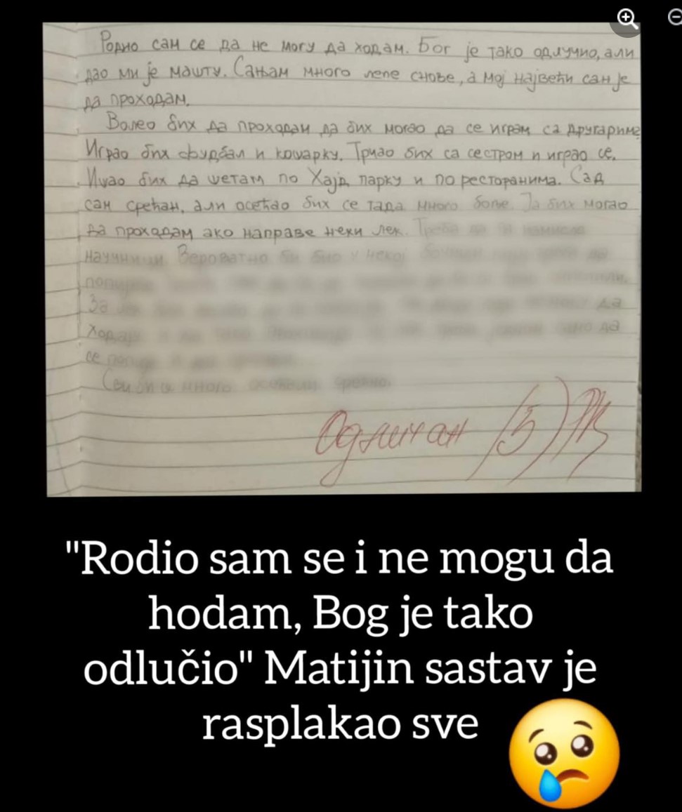 Rodio sam se i ne mogu da hodam, Bog je tako odlučio: Zbog Matijinog sastava plače Srbija, slušajte samo ovo