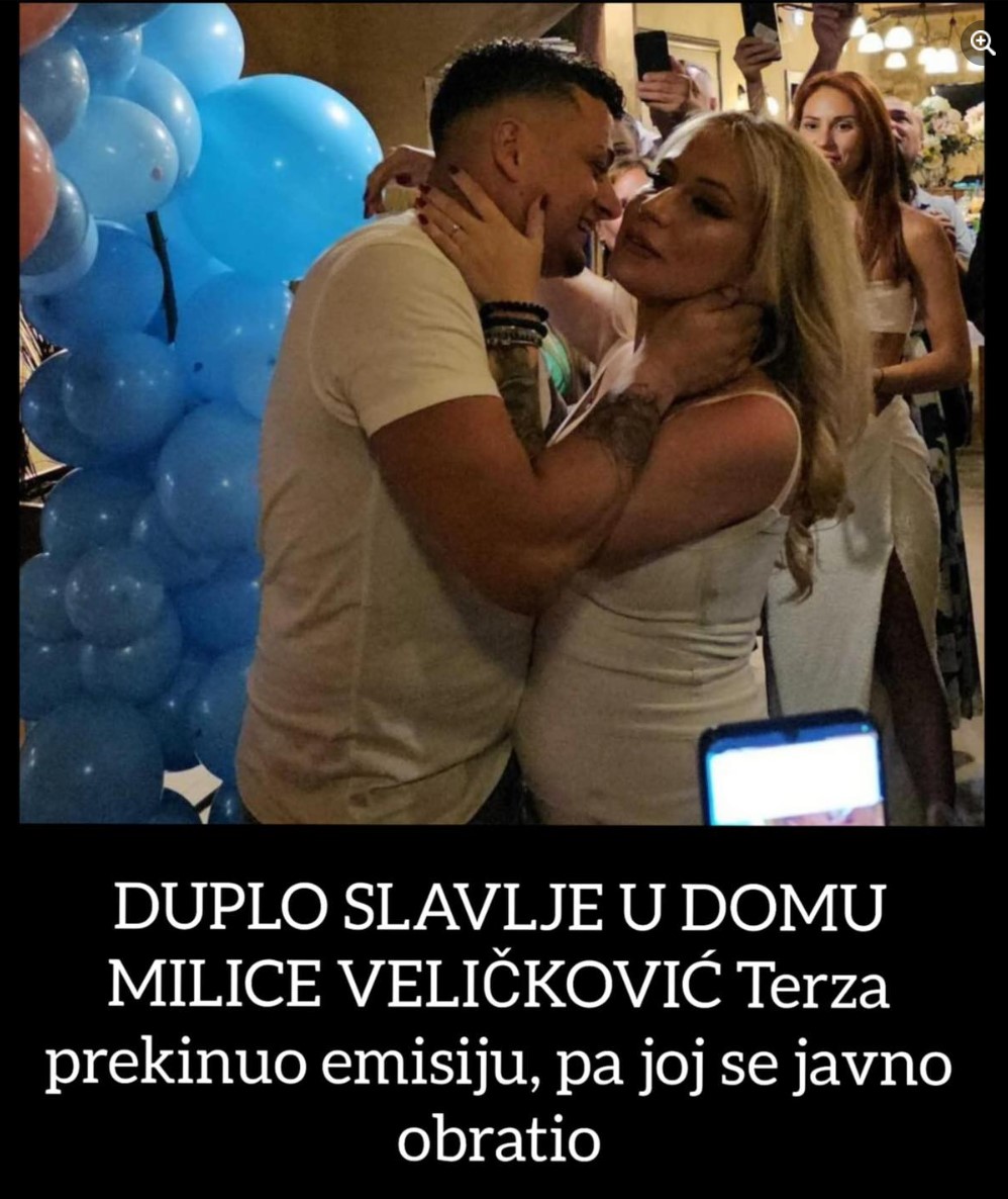 DUPLO SLAVLJE U DOMU MILICE VELIČKOVIĆ Terza prekinuo emisiju, pa joj se javno obratio