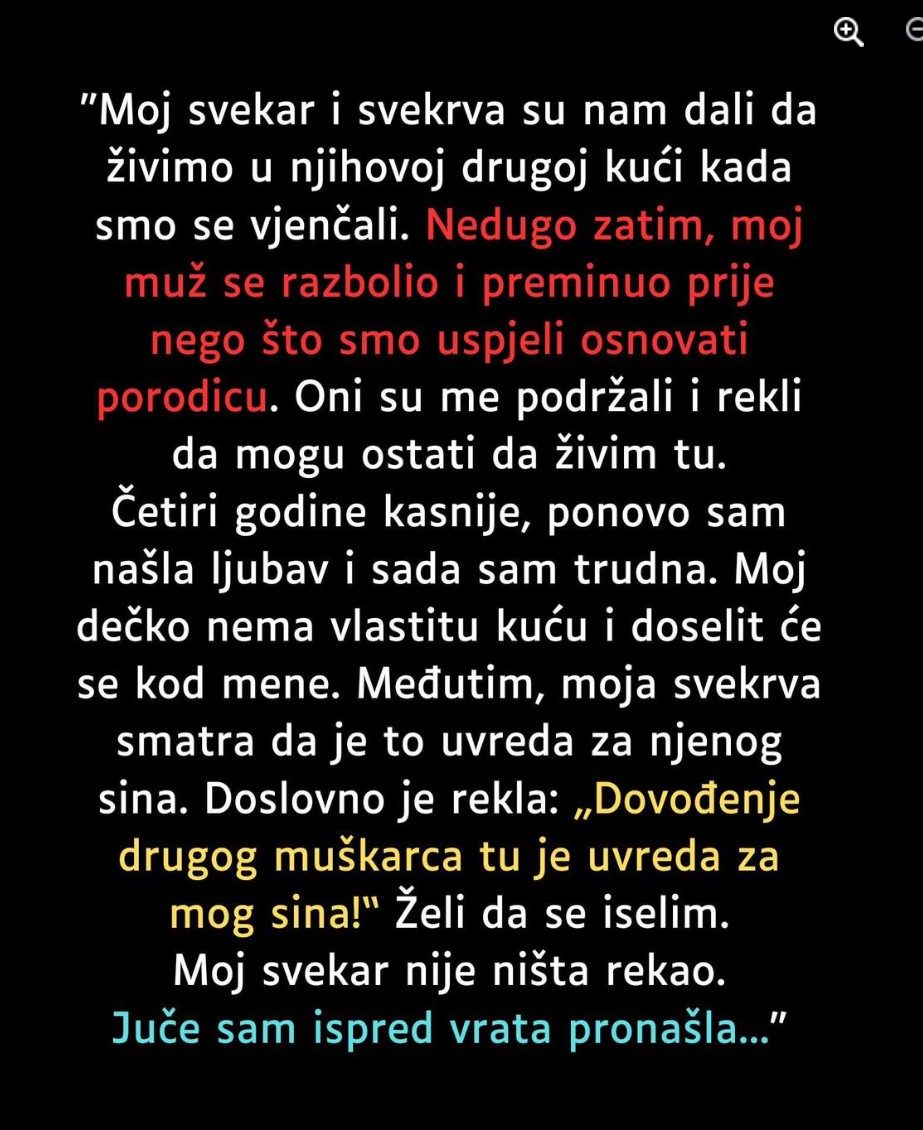 “Moj svekar i svekrva su nam dali da živimo u njihovoj drugoj kući…”