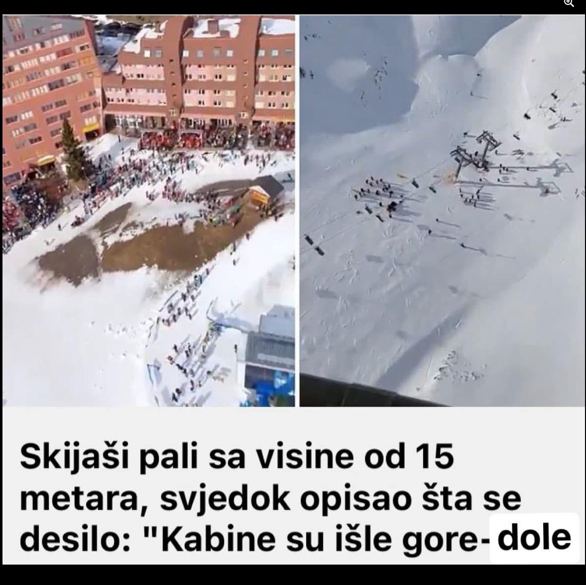 Skijaši pali sa visine od 15 metara, svjedok opisao šta se desilo: “Kabine su išle gore-dole…”