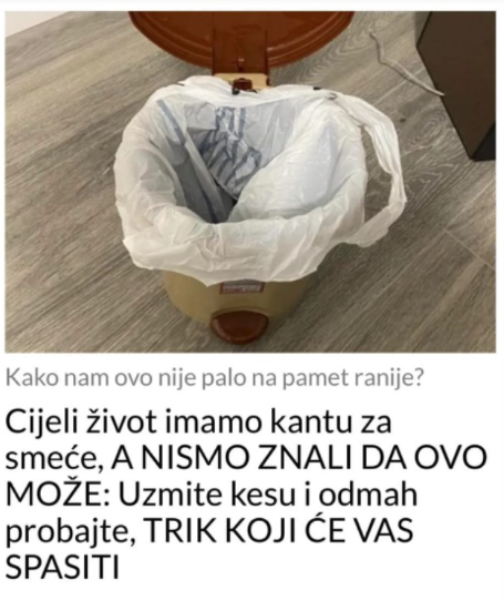 Cijeli život imamo kantu za smeće, A NISMO ZNALI DA OVO MOŽE: Uzmite kesu i odmah probajte, TRIK KOJI ĆE VAS SPASITI