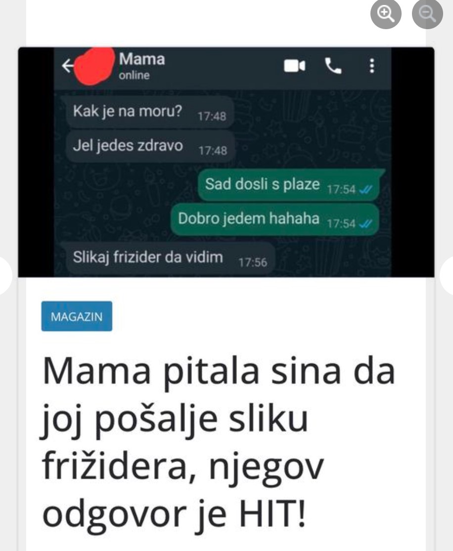 Mama se zabrinula da li joj se sin zdravo hrani na moru