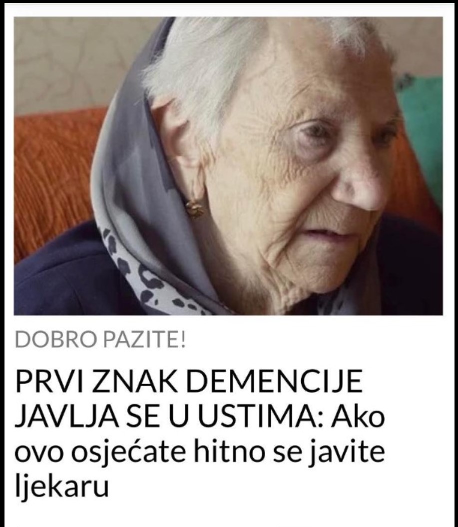 PRVI ZNAK DEMENCIJE JAVLJA SE U USTIMA: Ako ovo osjećate hitno se javite ljekaru