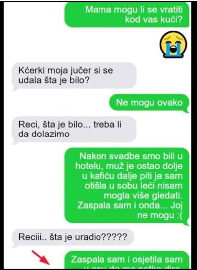 KĆERKA MI SE JUČER UDALA, A VEĆ DANAS MI POSLALA OVO PORUKU: Kad sam čula šta joj je uradio, SKORO SAM SE ONESVIJESTILA, MOJOJ MEZIMICI OVAKO….