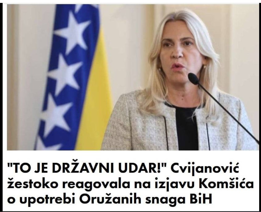 “TO JE DRŽAVNI UDAR!” Cvijanović žestoko reagovala na izjavu Komšića o upotrebi Oružanih snaga BiH