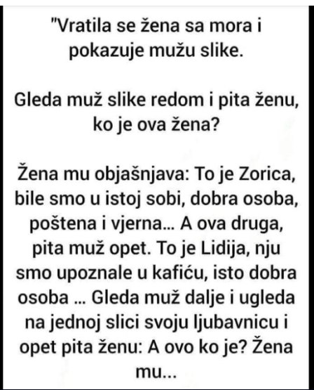 ŠALJIVO: “Vratila se žena sa mora i pokazuje mužu slike”