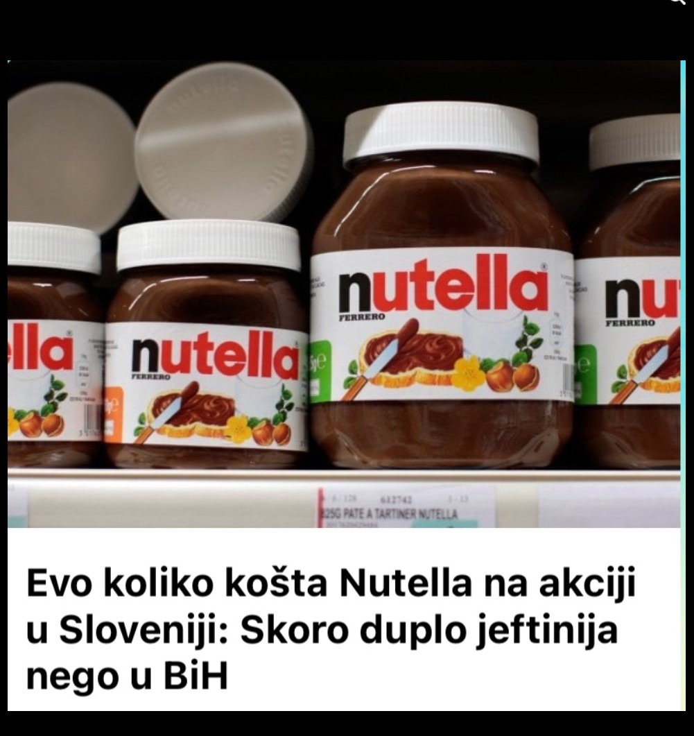 Evo koliko košta Nutella na akciji u Sloveniji: Skoro duplo jeftinija nego u BiH