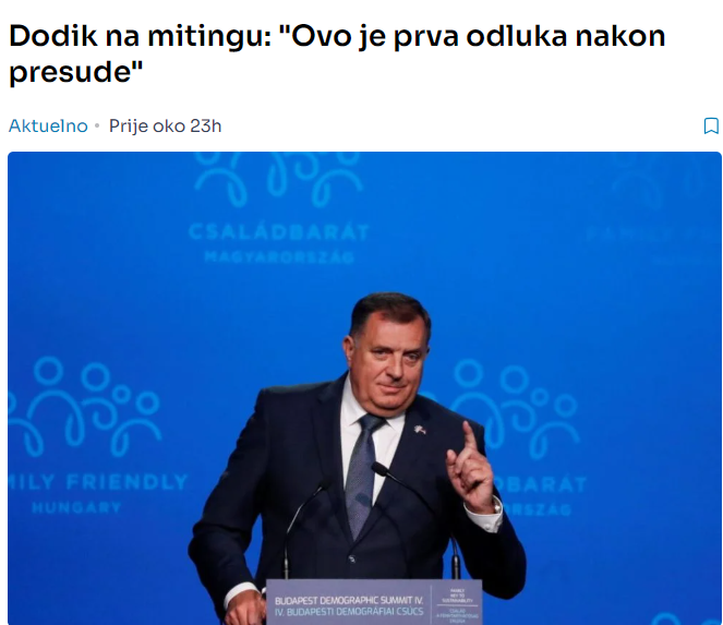 Dodik na mitingu: “Ovo je prva odluka nakon presude”