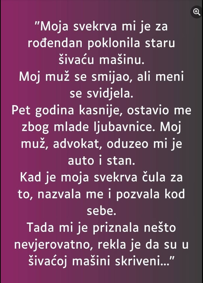 “Svekrva mi je za rođendan poklonila staru šivaću mašinu”