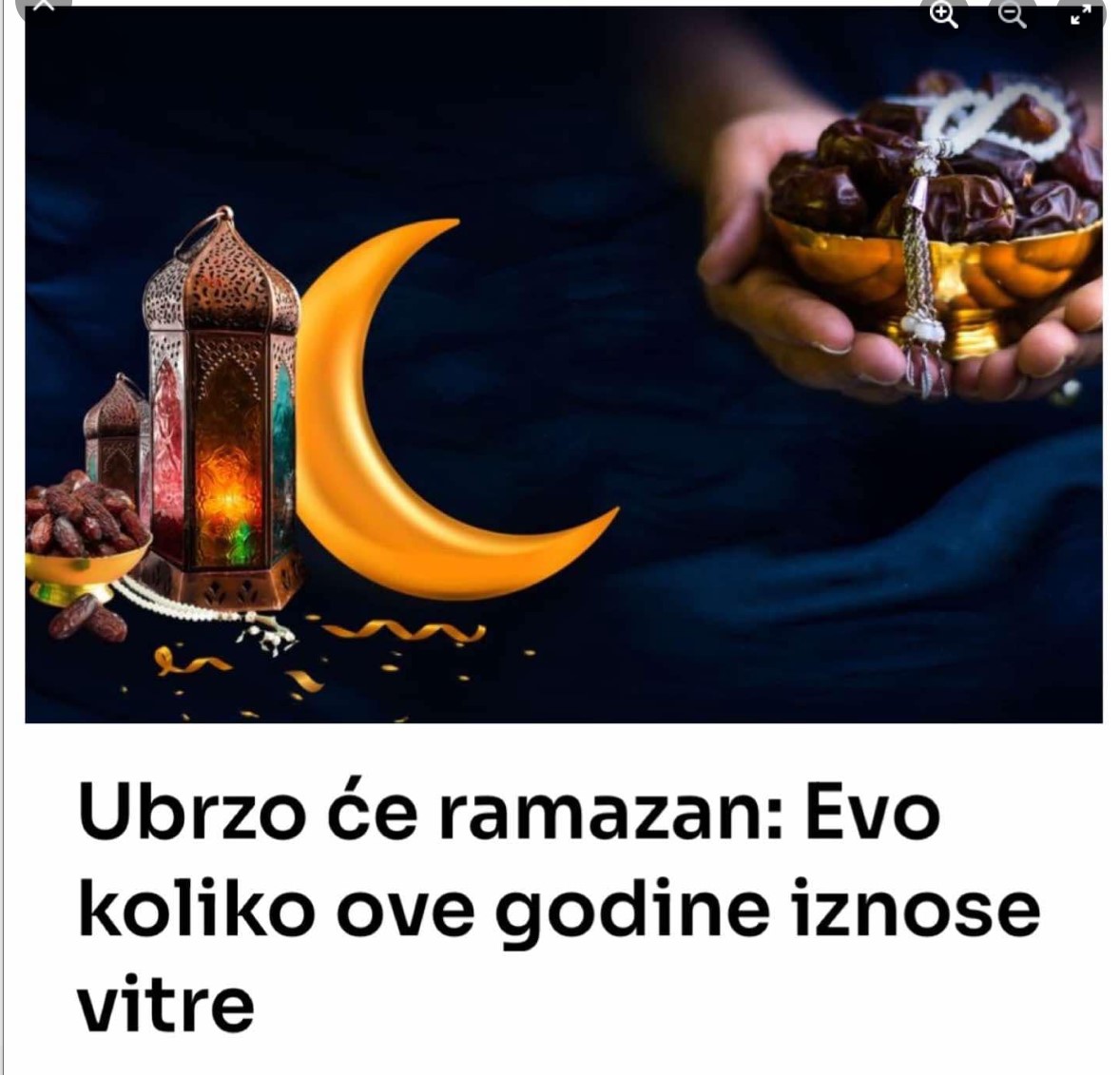 Ubrzo će ramazan: Evo koliko ove godine iznose vitre