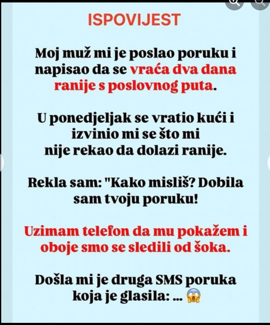 ISPOVIJEST: Moj muž mi je poslao poruku i napisao da se vraća dva dana ranije s poslovnog puta…