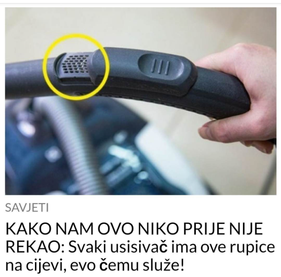 KAKO NAM OVO NIKO PRIJE NIJE REKAO: Svaki usisivač ima ove rupice na cijevi, evo čemu služe!