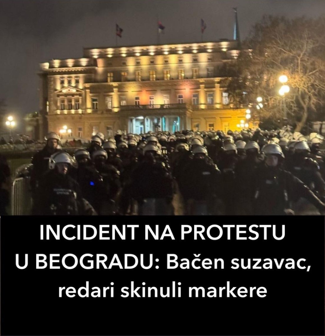 INCIDENT NA PROTESTU U BEOGRADU: Bačen suzavac, redari skinuli markere