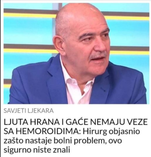 LJUTA HRANA I GAĆE NEMAJU VEZE SA HEMOROIDIMA: Hirurg objasnio zašto nastaje bolni problem, ovo sigurno niste znali