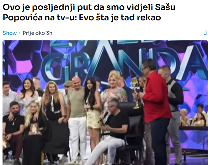 Ovo je posljednji put da smo vidjeli Sašu Popovića na tv-u: Evo šta je tad rekao