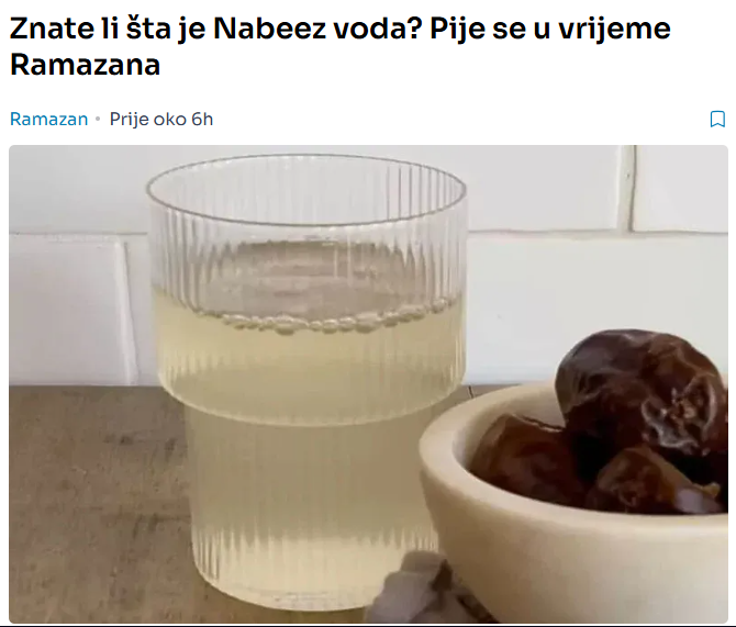 Znate li šta je Nabeez voda? Pije se u vrijeme Ramazana