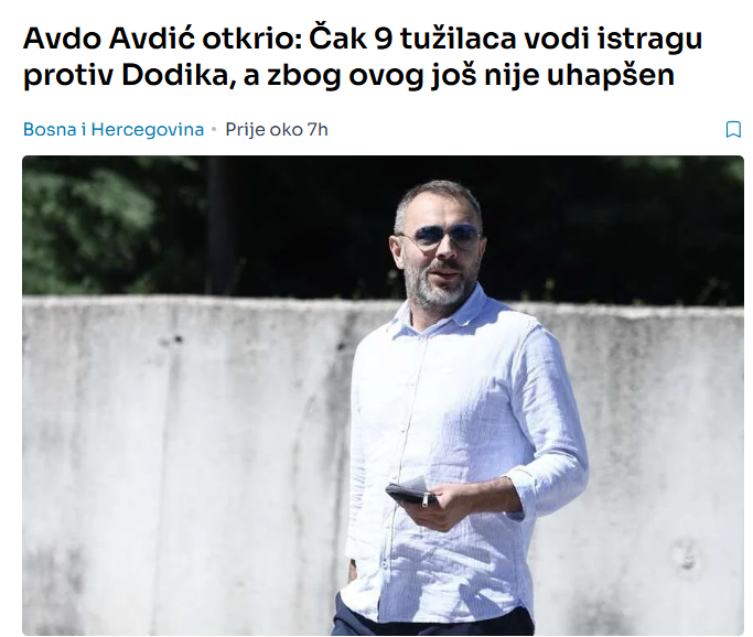 Avdo Avdić otkrio: Čak 9 tužilaca vodi istragu protiv Dodika, a zbog ovog još nije uhapšen