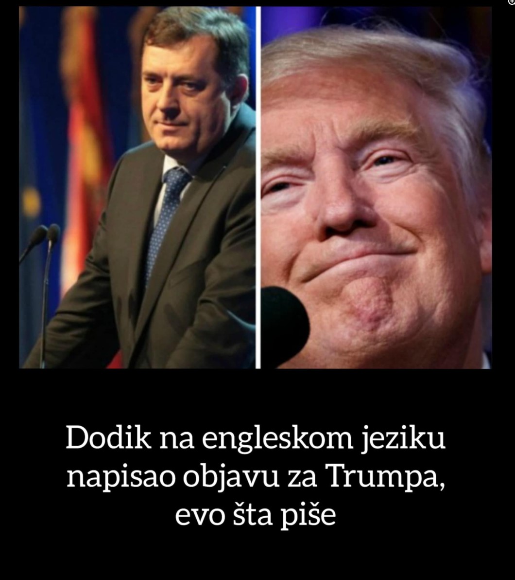 Dodik na engleskom jeziku napisao objavu za Trumpa, evo šta piše